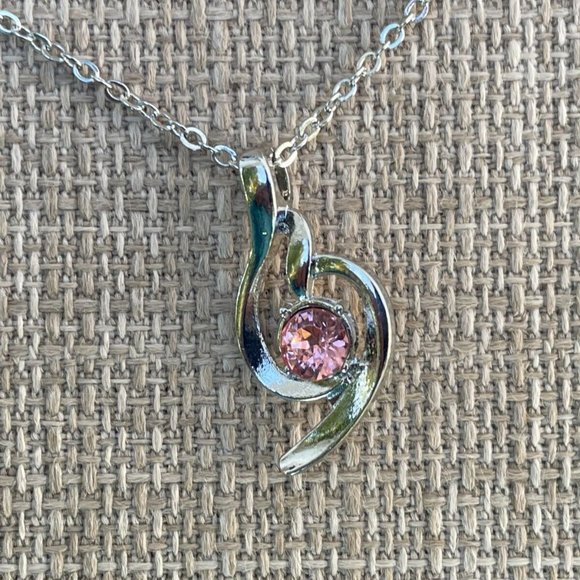 Women Necklace Fashion Jewelry Faux Pink Stone Pendant Chain - Picture 5 of 12